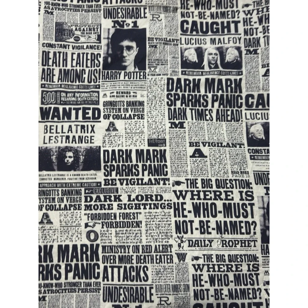 Pottery Barn Harry Potter Daily Prophet Duvet Cover TWIN Newspaper Rare Bedding